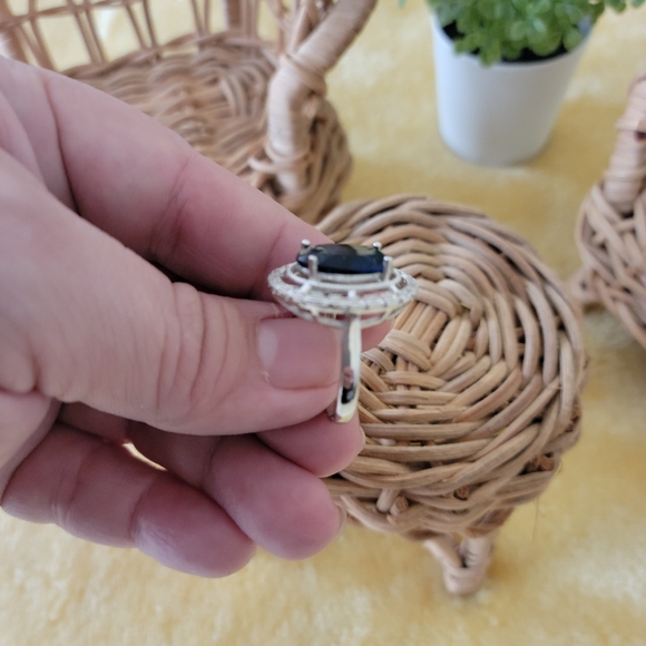 Gem 925 strong sterling silver blue sapphire w white diamond size 9 women new 💙 - Picture 6 of 6